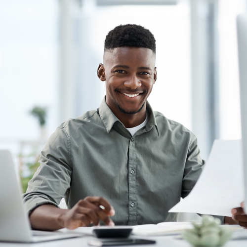 Adult sitting at desk