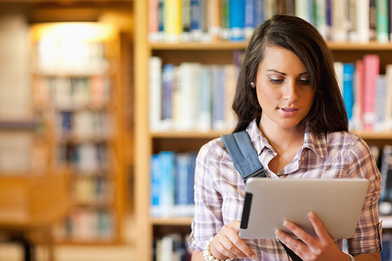 woman on tablet