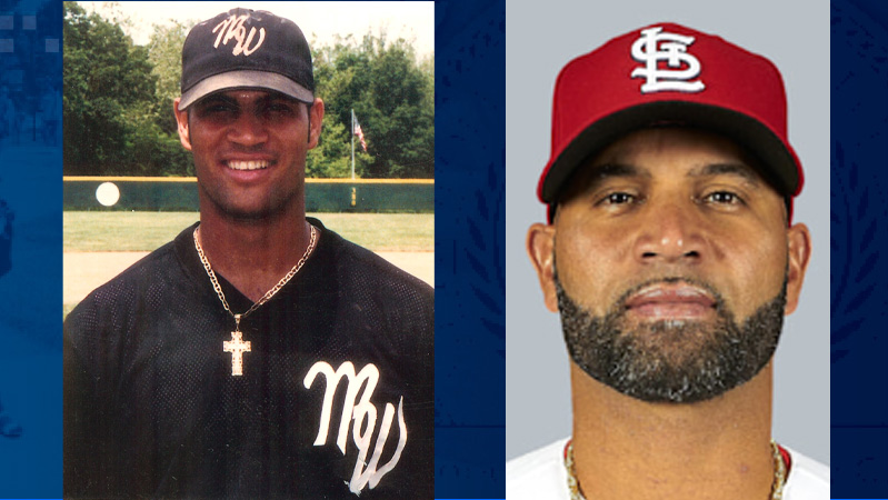 Albert Pujols in his MCC baseball uniform in 1999